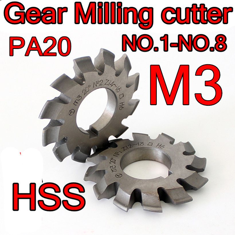 M3 Modulus Pa20 1-8 Hss Gear Milling Cutter Milling Cutter