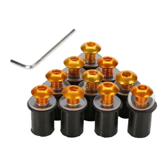 10 Pieces Universal Windscreen Windshield Bolts Screw Kit M5 5mm Gold