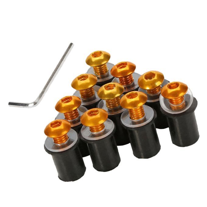 10 Pieces Universal Windscreen Windshield Bolts Screw Kit M5 5mm Gold