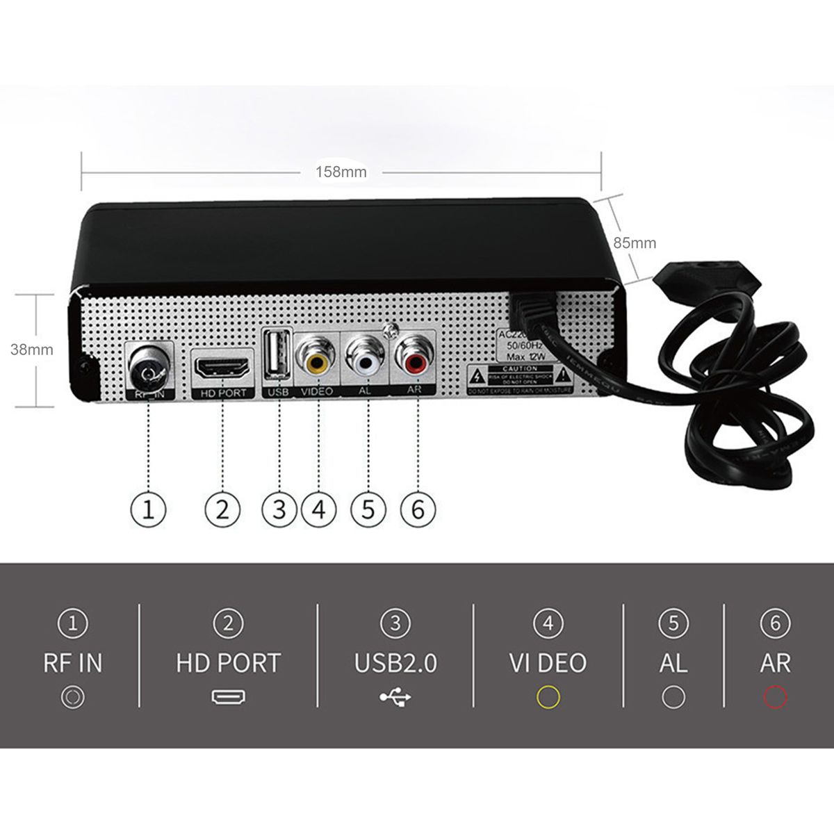 HD-2558T2 Set Top Box High Clarity Strong Signal Tech-Black