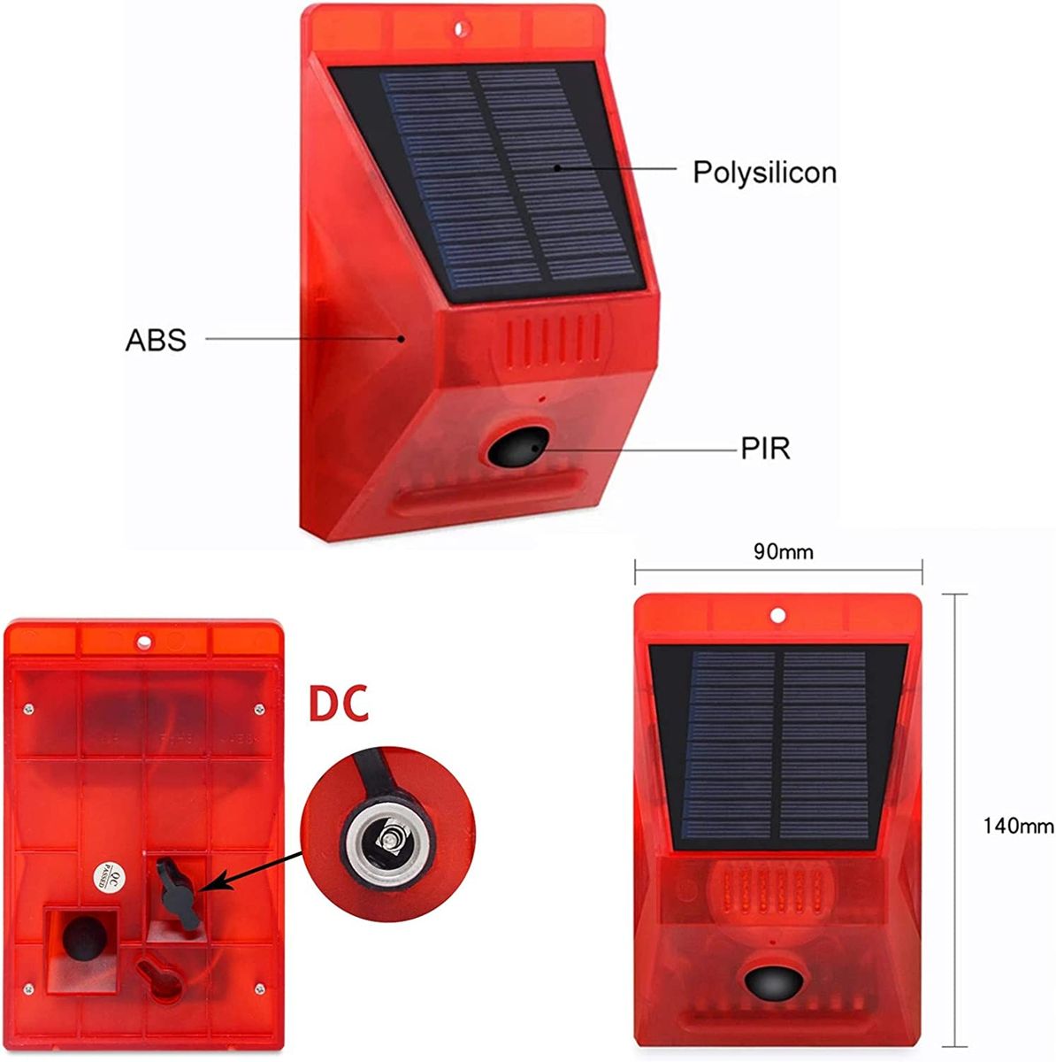 Solar Light Motion Detector And Alarm Light Siren Waterproof
