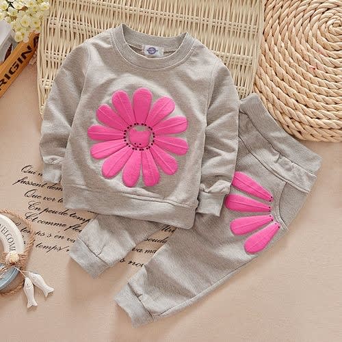 Girl's 2pcs Petal Tracksuit - Grey
