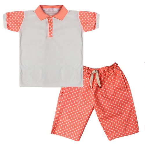 Baby Top And Short - Orange & Cream