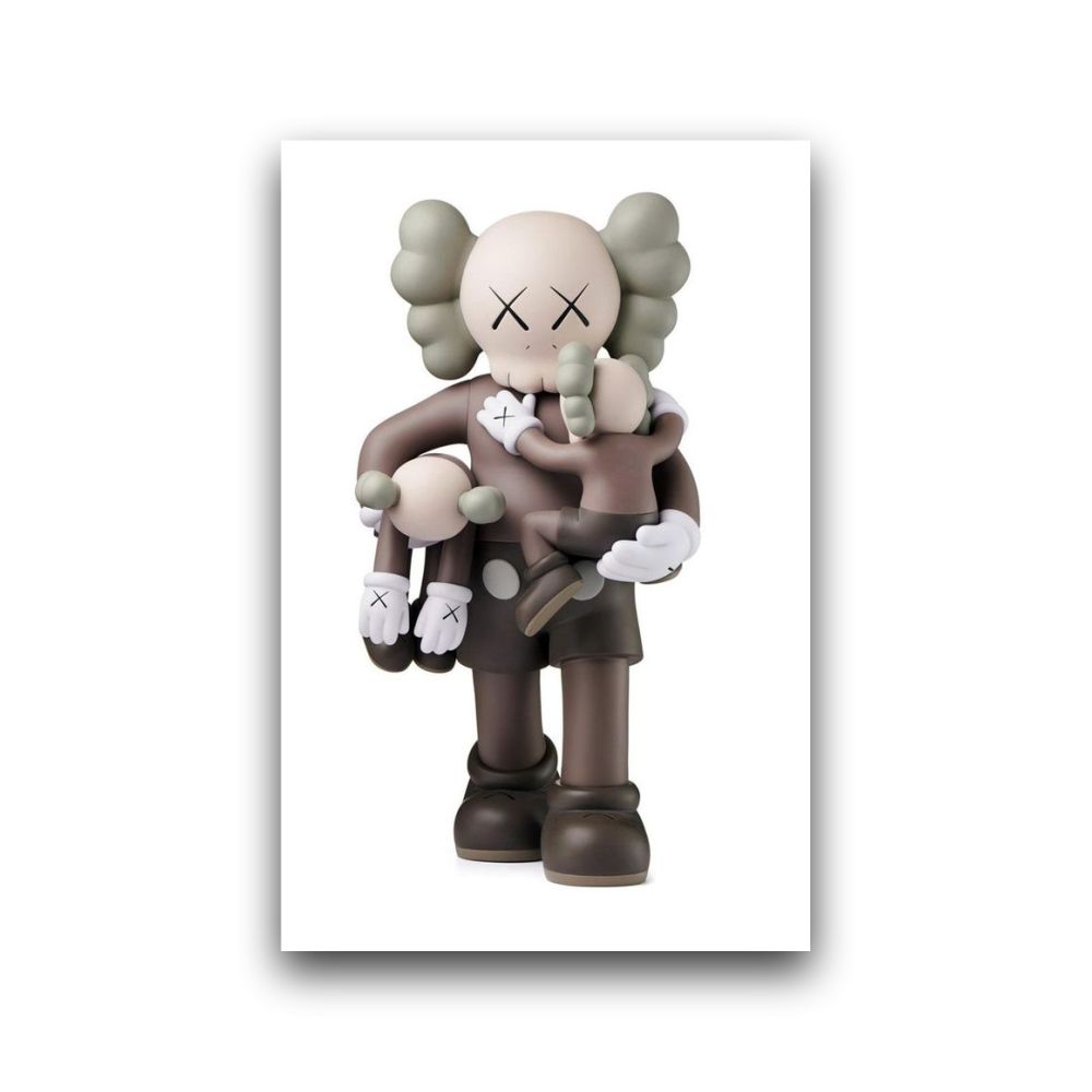 Framed Caring Mother Kaws Premium Wall Art Canvas
