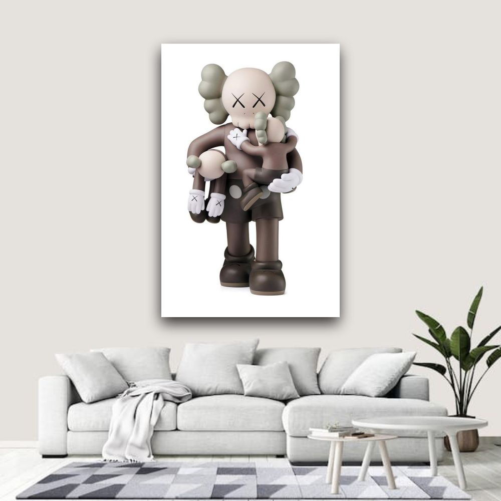 Framed Caring Mother Kaws Premium Wall Art Canvas