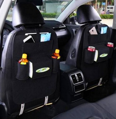 2pcs Auto Car Backseat Organizer Car-Styling Holder Felt Covers Versatile Multi-Pocket Seat Wool Felt Storage Container Hanging Box Multifunction Vehicle Accessories Bag