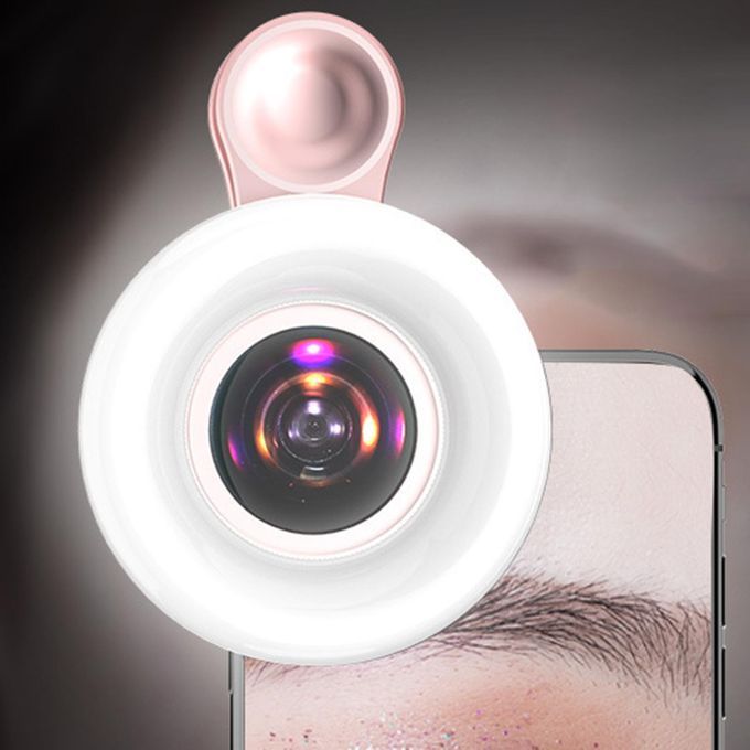 Mobile Phone Fill Light 15x Macro Lens For IPhone Zoom Meeting Pink