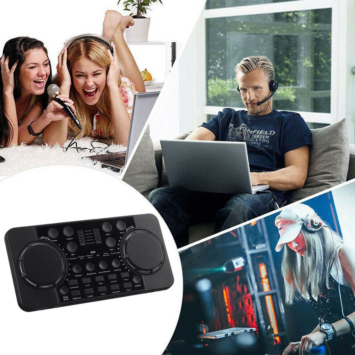 Live Sound Card Webcast Headset Mic Voice Control For IOS Android Phone Computer