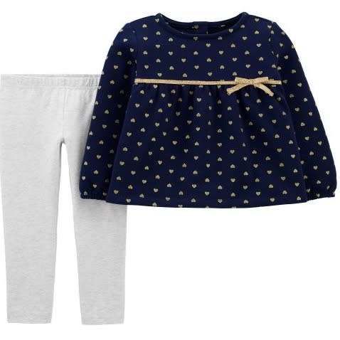 Baby Girls Heart Fleece Top And Legging Set, 2 Piece