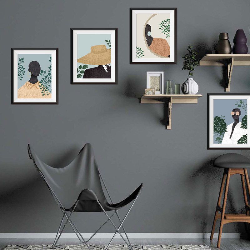 4Pcs/Set Abstract Figure Fake Frame Wall Art Painting-