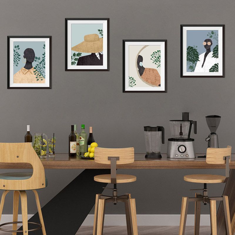 4Pcs/Set Abstract Figure Fake Frame Wall Art Painting-