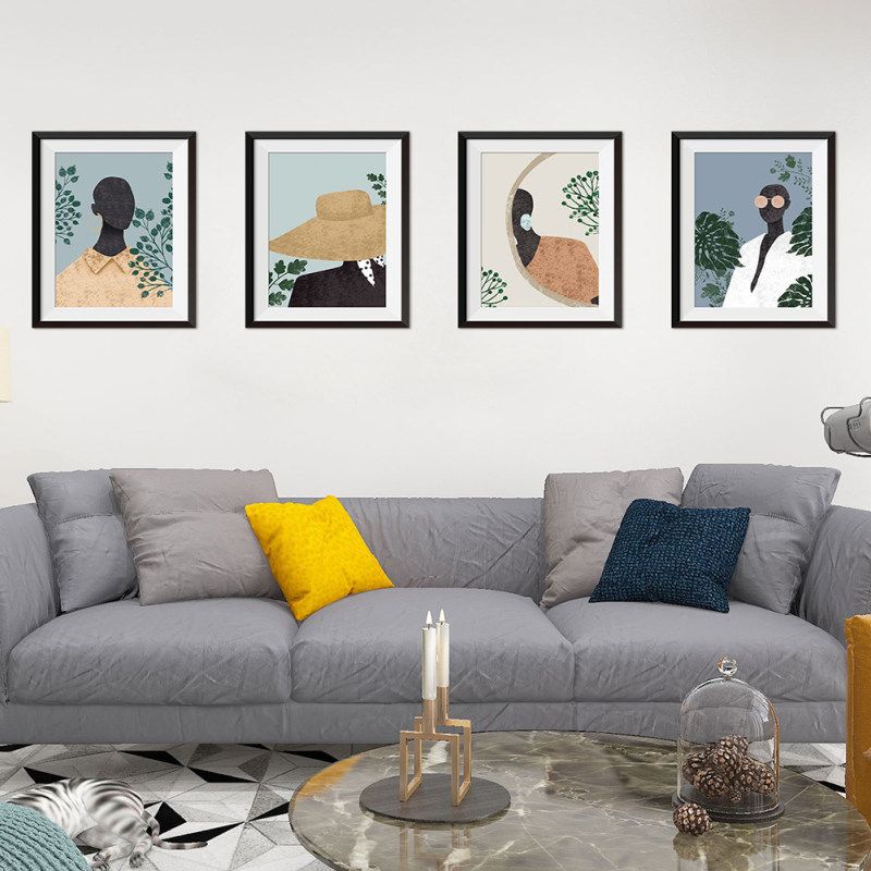 4Pcs/Set Abstract Figure Fake Frame Wall Art Painting-