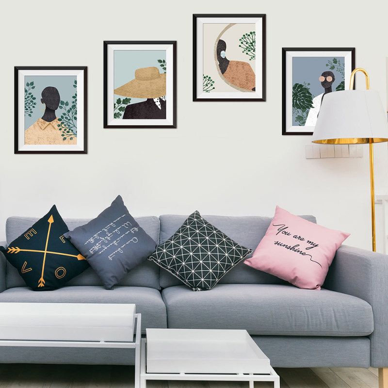 4Pcs/Set Abstract Figure Fake Frame Wall Art Painting-