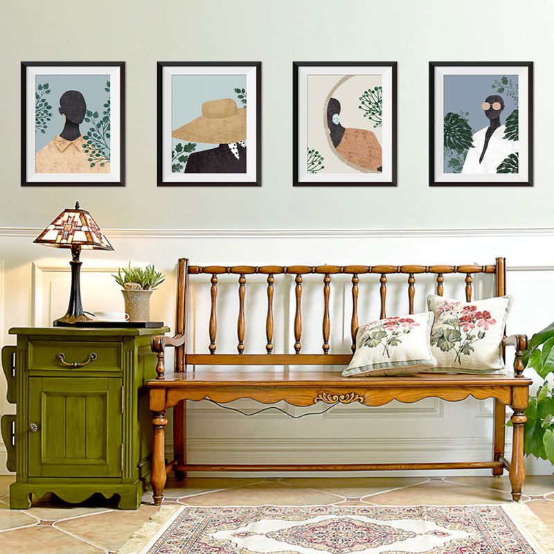 4Pcs/Set Abstract Figure Fake Frame Wall Art Painting-