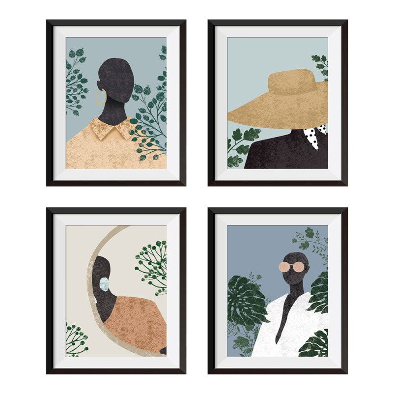 4Pcs/Set Abstract Figure Fake Frame Wall Art Painting-