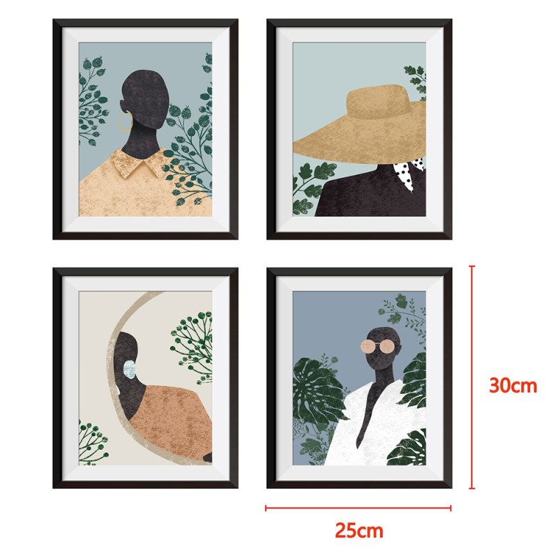 4Pcs/Set Abstract Figure Fake Frame Wall Art Painting-