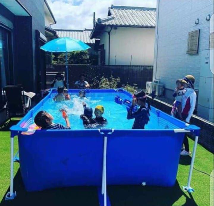 Metal Frame Rectangle  Swimming Pool Set With Ladder - 4.5m X 2.2m X 84cm