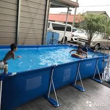 Metal Frame Rectangle  Swimming Pool Set With Ladder - 4.5m X 2.2m X 84cm