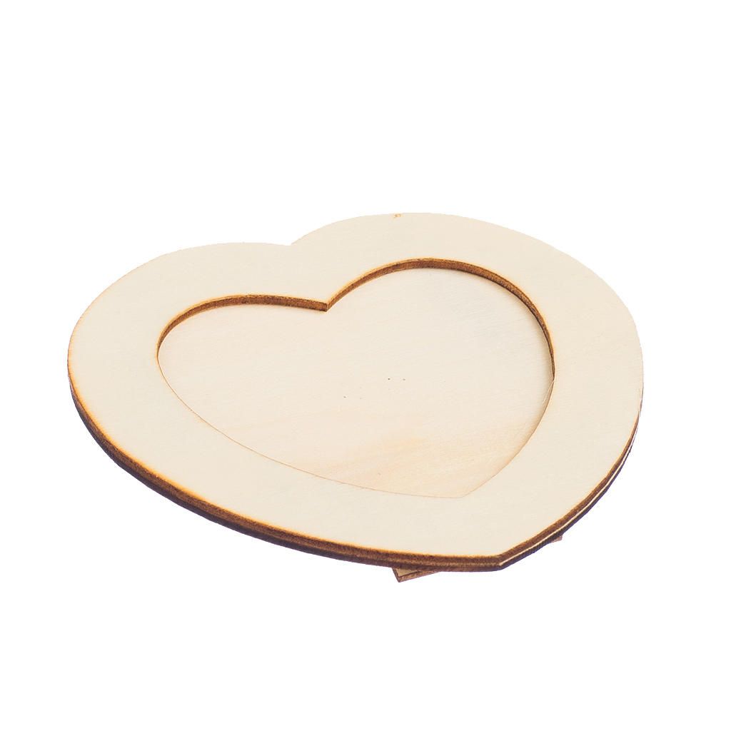 Wood Plain Heart Photo Frame Holder DIY Scrapbooking Home Office