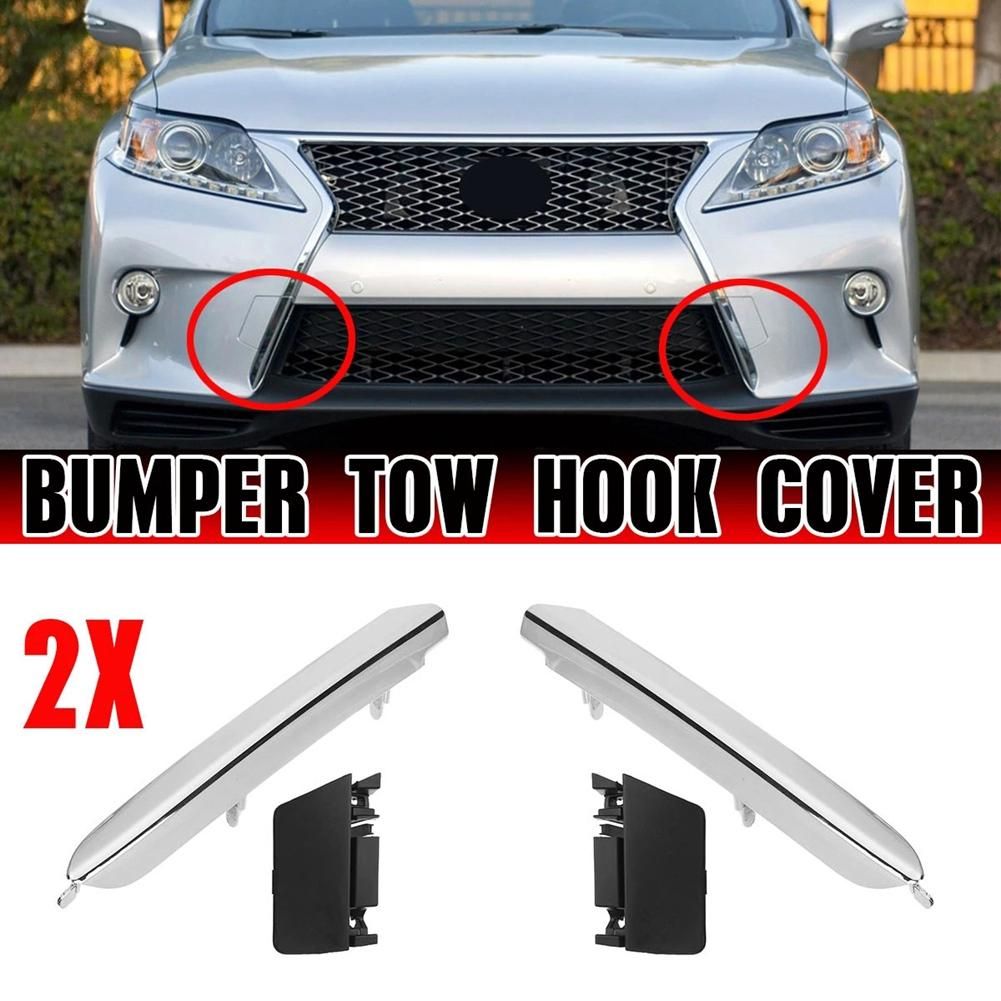 Car Front Leftper Tow Hook Cap Cover + Plating Chromeper Trim Strip for Lexus RX270 RX350 RX450H 2013-2015