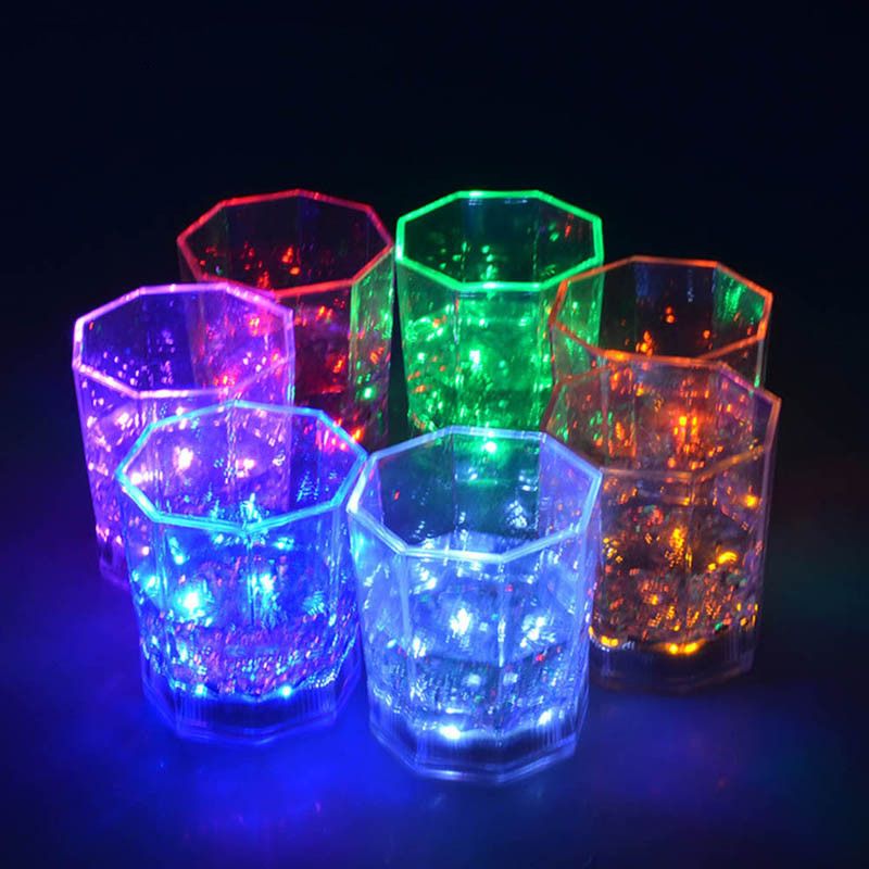 LED Lamp Plastic Transparent Cups Bar Club Glass Flashing
