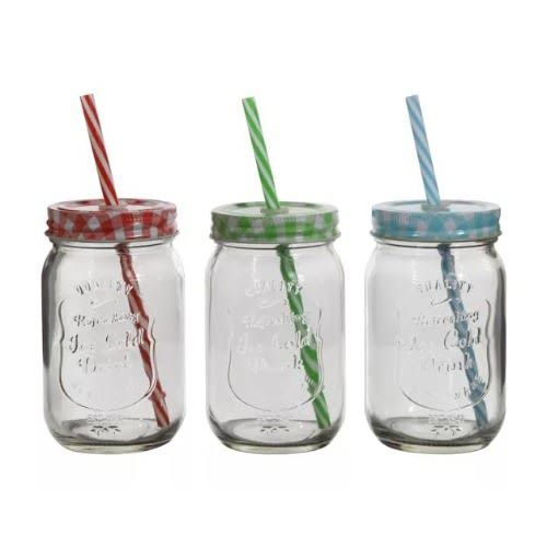 Smoothie Mason Jar With Lid And Straw - Set Of 4