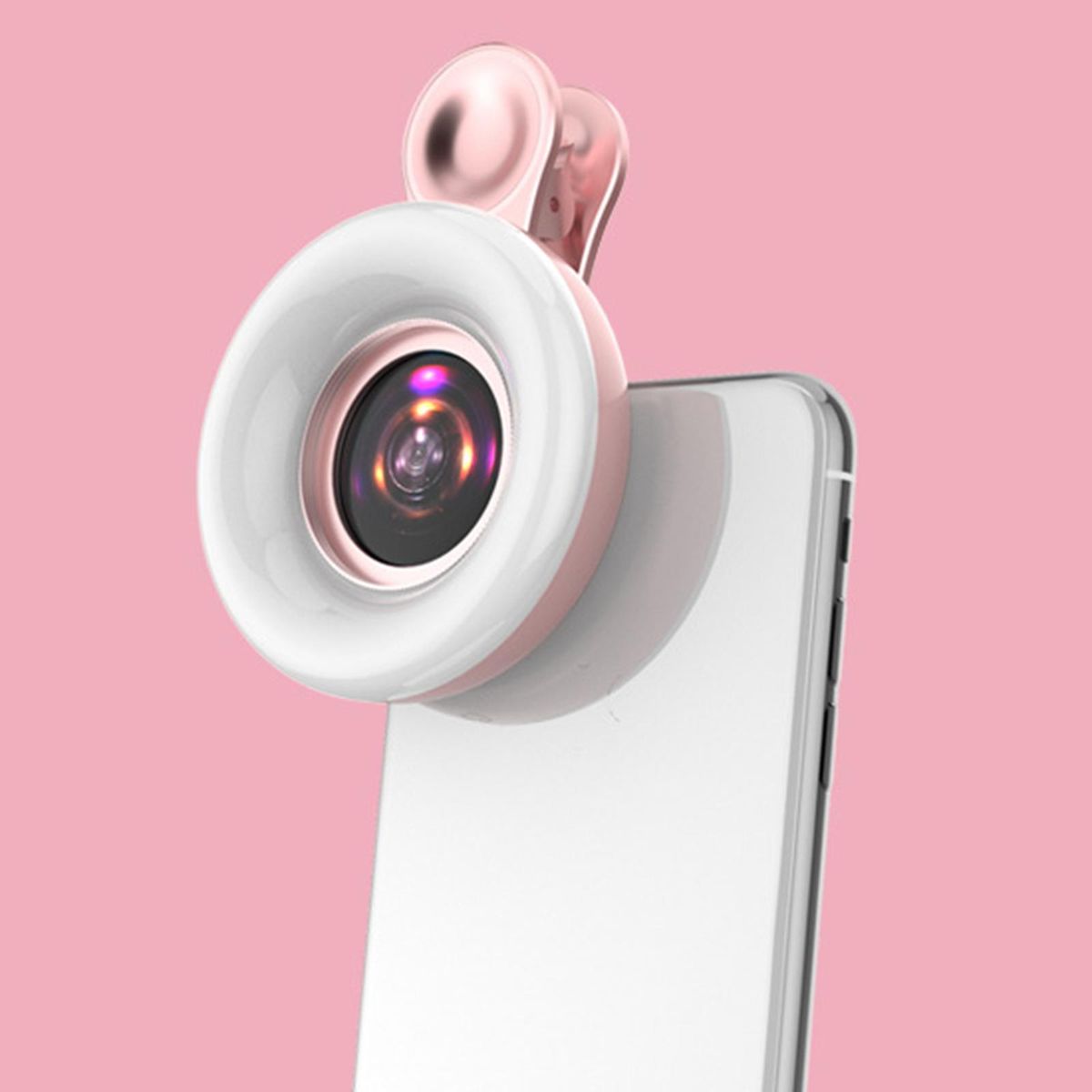 Universal Mobile Phone Fill Light 15x Macro Lens Wide Macro For Pink