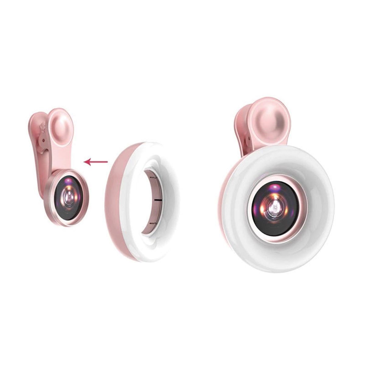Universal Mobile Phone Fill Light 15x Macro Lens Wide Macro For Pink