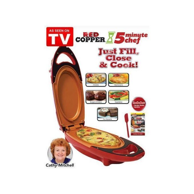 Red Copper 5 Minute Chef Double Sided Grill Electric Cooker