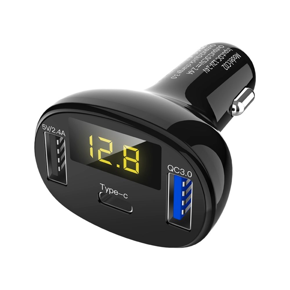 C02 Car Power Adapter In-car Phone Charger Type-C Fast Charger QC3.0 Dual USB Ports DC5V 2.4A 12V 24V Cigarette Lighter Power Supply