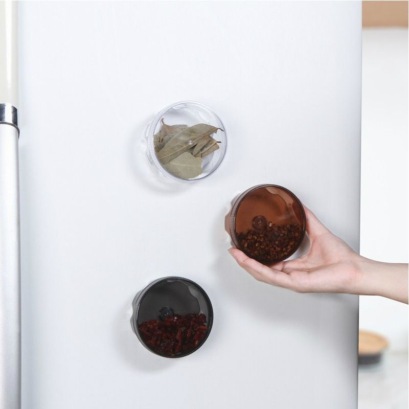 2 PCS Magnetic Suction Round Wall-mounted Seasoning Jar