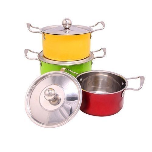 4 Pcs High Cookware Indian Stock Pot Colored Set.