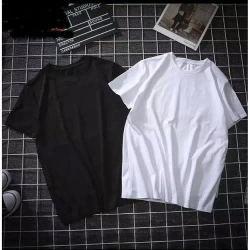 T Shirt Round Neck Plain Polo -2 Set - Unisex - White And Black