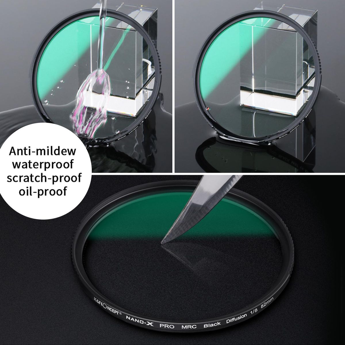 K&F CONCEPT Soft Focus Filter Diffusion Filter Lens Black Mist 1/8 with Waterproof Scratch-resistant for Camera Lens 82mm Diameter