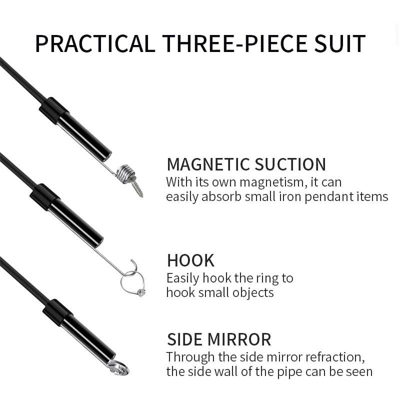 1080P HD 2.4 Inch Industrial Endoscope with Screen with 2/5/10M Hard Cable Industrial Endoscope Camera 8mm Lens IP68 Waterproof