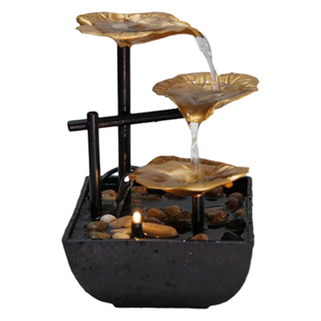 Indoor Tabletop Water Fountain Figurines Fortune Office Living Room