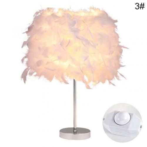 E27 Bedside Table LED Lamp Feather Romantic Living Room
