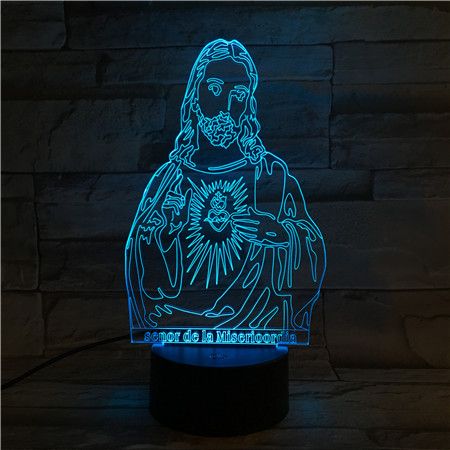3D Lamp Night Jesus Blessed Virgin Mary Christian Bible