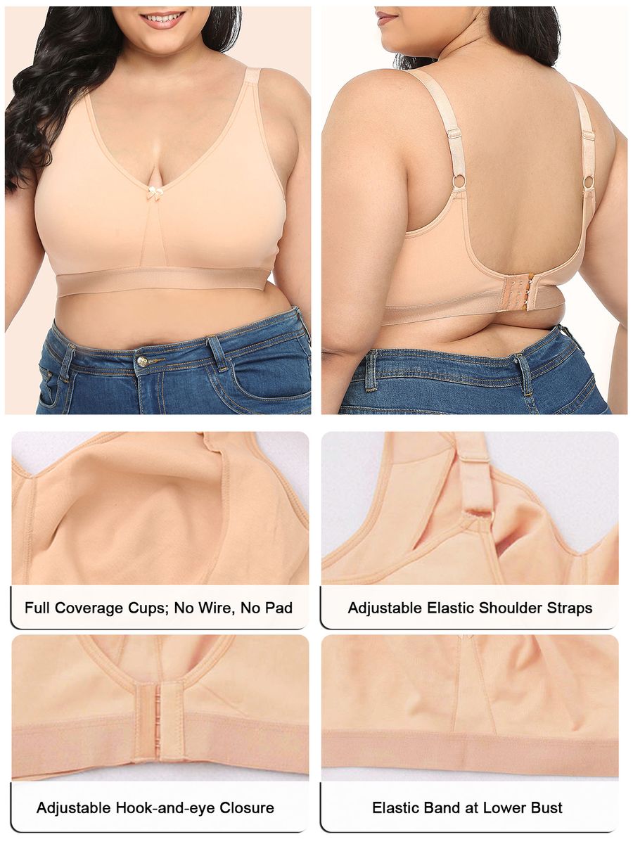 Women Plus Size Bra Full Coverage Wirefree Comfort Bralettes