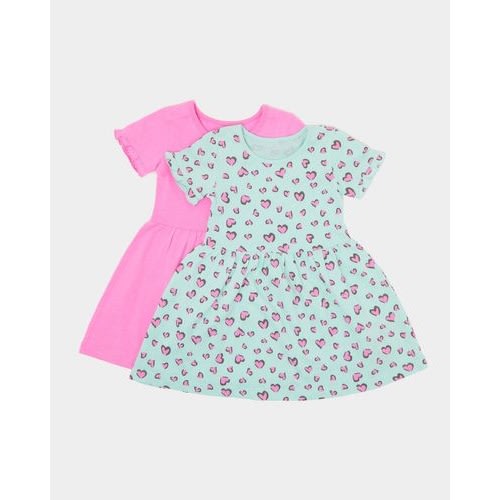Jersey Dress - Pack Of 2- Mint/Pink