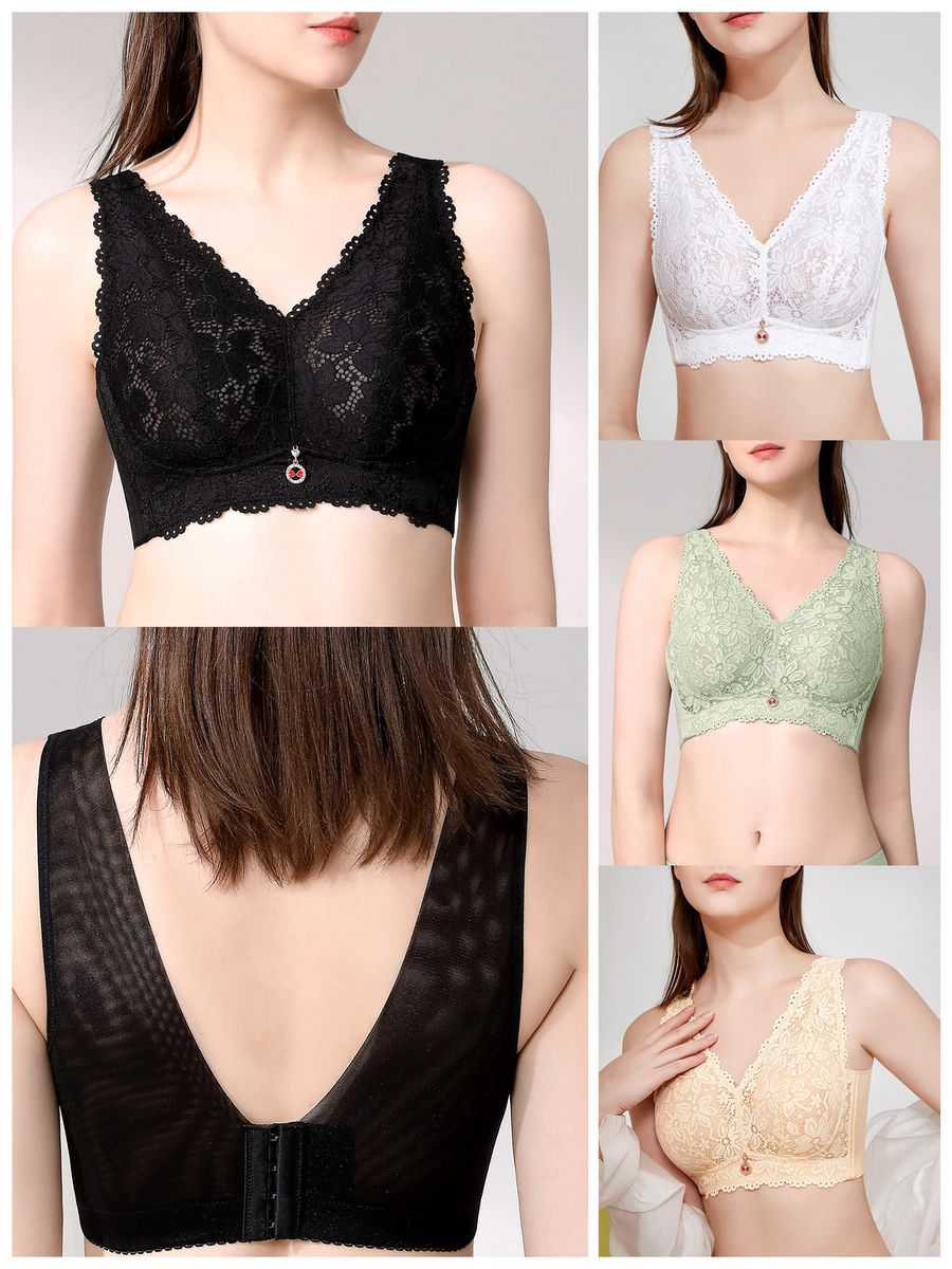 Women Lace Bra See Through No Underwire Thin Plus Size Bras