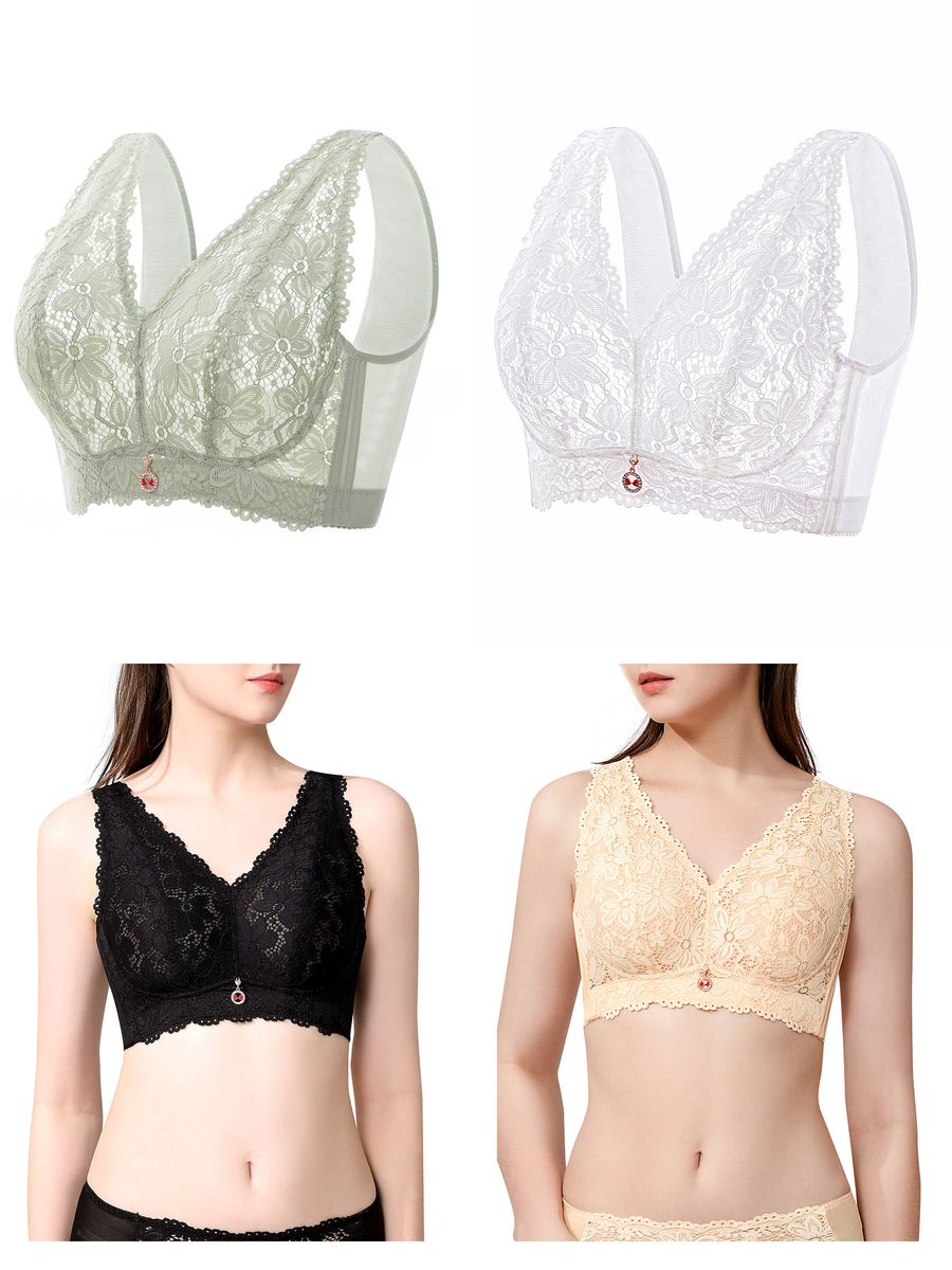 Women Lace Bra See Through No Underwire Thin Plus Size Bras