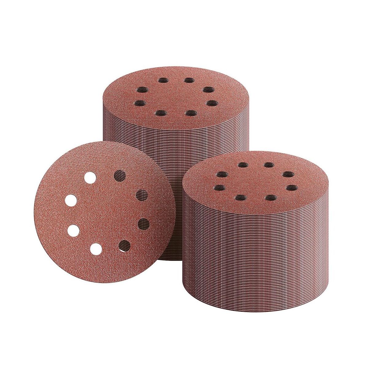 150PCS 5In Sanding Discs 8 Hole Hook and Loop Sanding Discs 40-600 Grit Sandpaper Assortment for Random Orbital Sander