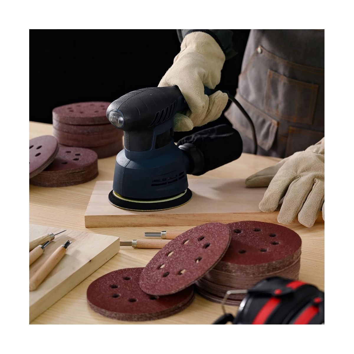 150PCS 5In Sanding Discs 8 Hole Hook and Loop Sanding Discs 40-600 Grit Sandpaper Assortment for Random Orbital Sander