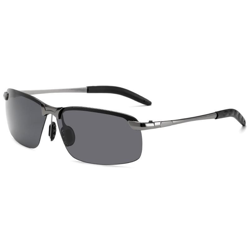 2021 new smart color-changing polarized sunglasses 3043 men's day and night dual-use driving fishing night vision sunglasses Black frame color change film