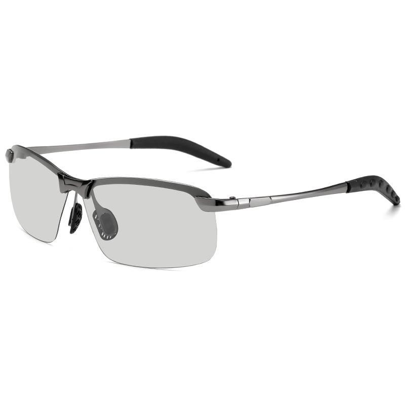 2021 new smart color-changing polarized sunglasses 3043 men's day and night dual-use driving fishing night vision sunglasses Black frame color change film