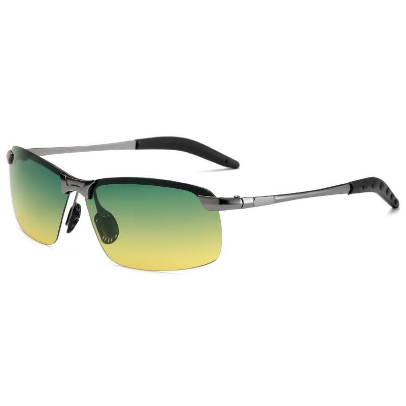 2021 new smart color-changing polarized sunglasses 3043 men's day and night dual-use driving fishing night vision sunglasses Black frame color change film