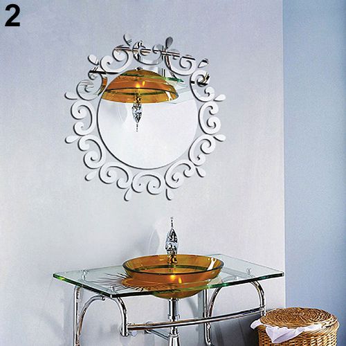 Modern 3D Mirror Effect Wall Sticker Art Decal DIY-Silver