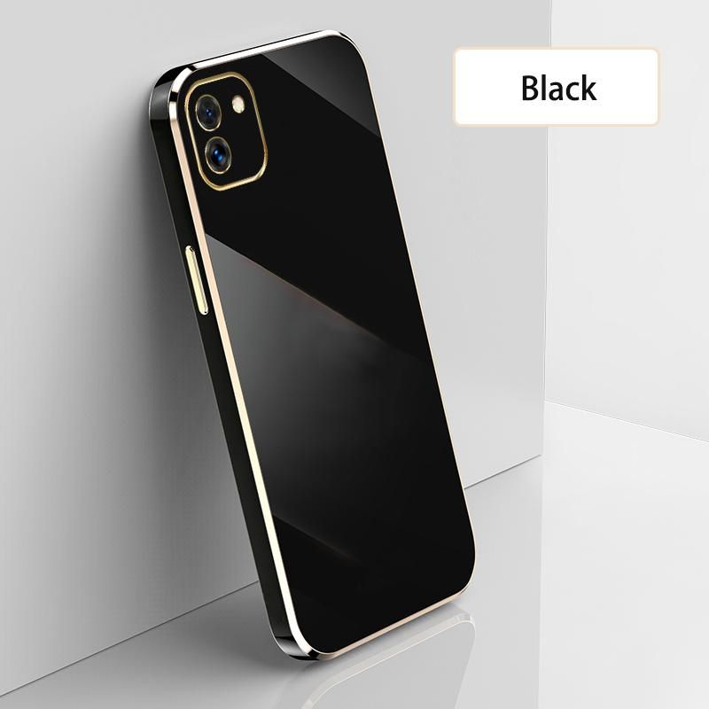 Ultra Thin Plating Phone Case for Samsung Galaxy A03 Lens Protection soft Phone Back Cover-Black