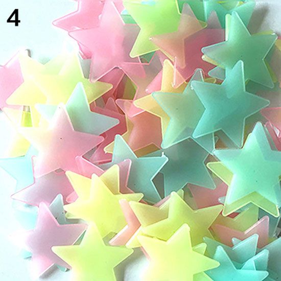 100/40Pcs 3D Glow In The Dark Stars Ceiling Wall-Colorful